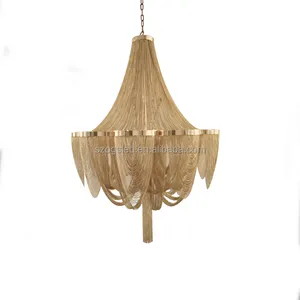 Modern Luxury Decorative gold chain chandelier Unique Design Wedding Decoration Wrought Iron Hanging Chandelier