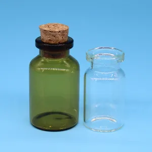 Amber veya şeffaf borosilikat cam flakon şişe satılık mantar ile