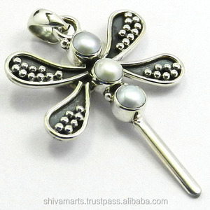 Prix pas cher indien en gros solide 925 argent Sterling perle pierres précieuses papillon pendentif bijoux fins pendentifs et breloques fournisseur - Product Image 2