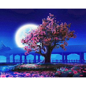 CHENISTORY 99026 - Kit de Pintura por Números de Paisaje Romántico con Luna Nocturna, Cuadro Moderno <span class=keywords><strong>para</strong></span> Decoración del Hogar, Pintado a Mano - Product Image 1