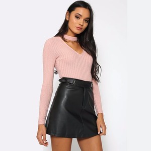 2017 Nuevas mujeres de la llegada wjite camisa corta cuello recortable <span class=keywords><strong>crop</strong></span> <span class=keywords><strong>top</strong></span> de <span class=keywords><strong>manga</strong></span> <span class=keywords><strong>larga</strong></span> - Product Image 3