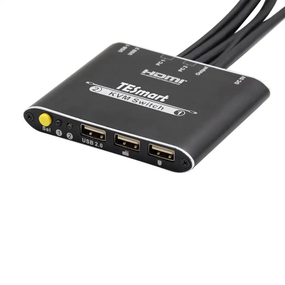 Tesmart interruptor usb hdmi kvm, porta dupla, cabo w/cabo para 2 monitores, teclado e mouse us