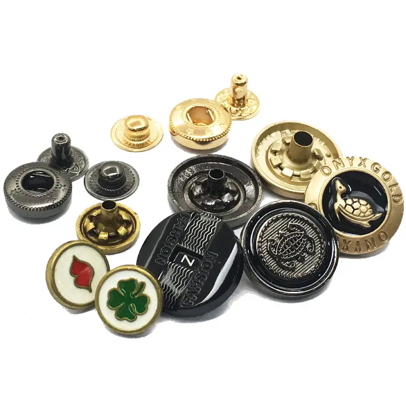 Round Shape China Factory Four Parts Gold Enamel Cover Decorative Press Metal Snap Button Custom