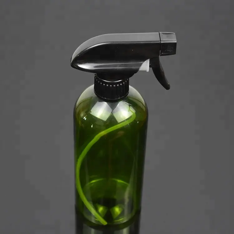 Botella vacía de plástico de 500ml, 17oz, verde claro con gatillo, pulverizador de bomba, pulverizador cosmético para estilismo del cabello