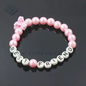 2014 New Fashion Best Friend Beads Bracelet,Letter Pearl Friendship Bracelet for Girls