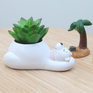 <span class=keywords><strong>Pot</strong></span> <span class=keywords><strong>de</strong></span> fleurs en résine Art Déco mignon ROOGO pour la décoration intérieure d'anniversaire, motifs d'animaux panda, ours polaire, poussin, pots pour plantes succulentes - Product Image 1