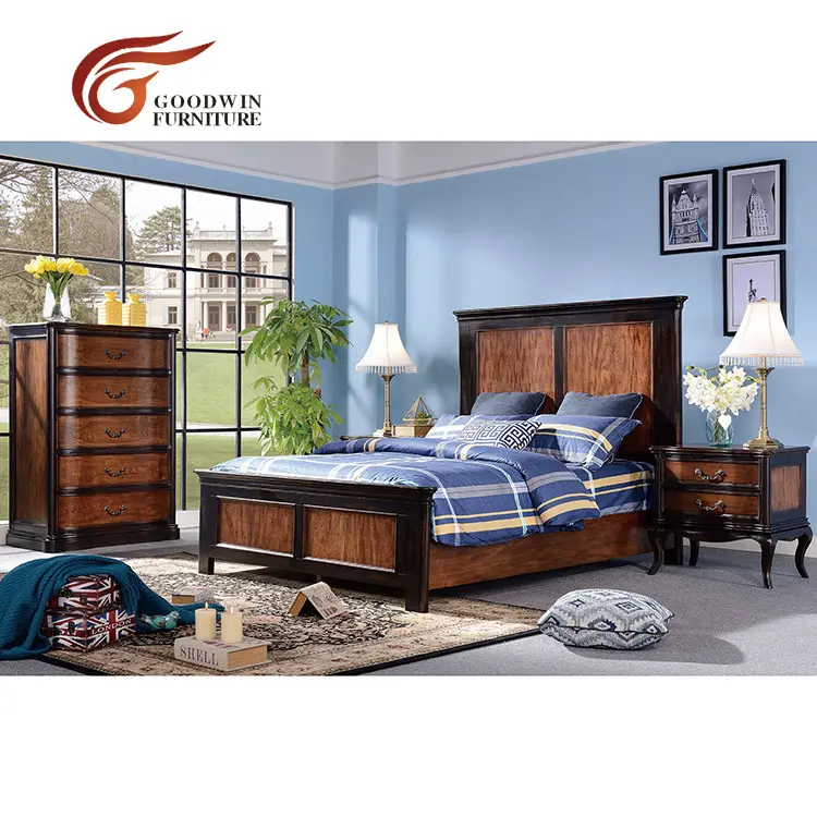 Malaysia bedroom furniture set gloss furniture and queen bed WA411