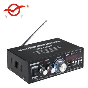 Hot! YT 699D small home HiFi stereo audio mini amplifier 180w+180w with USB/SD/FM/BT/LED Display