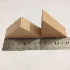 Unfinished hout driehoek speelgoed blokken, massief beukenhout speelgoed blokken voor kids