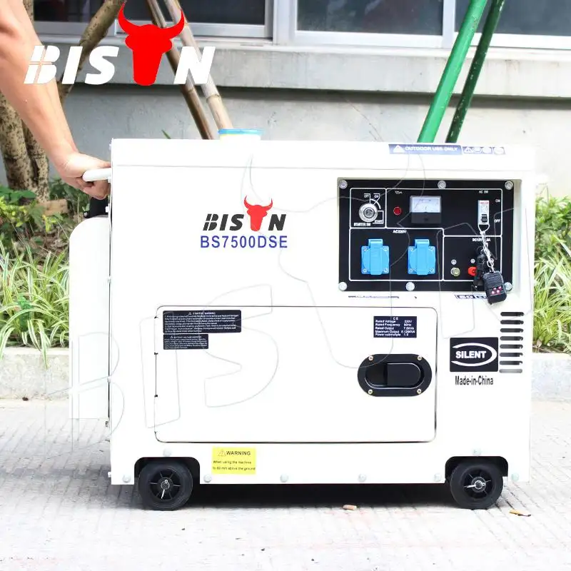 BISON Generator Diesel Portabel 5KW, Generator Diesel Portabel Fase Tunggal Super Senyap, Pendingin Udara Diesel