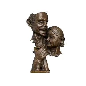 Estátua de bronze para casal de idosos, artesanato de interior, arte em metal, escultura e decoração, estátua de bronze fundido