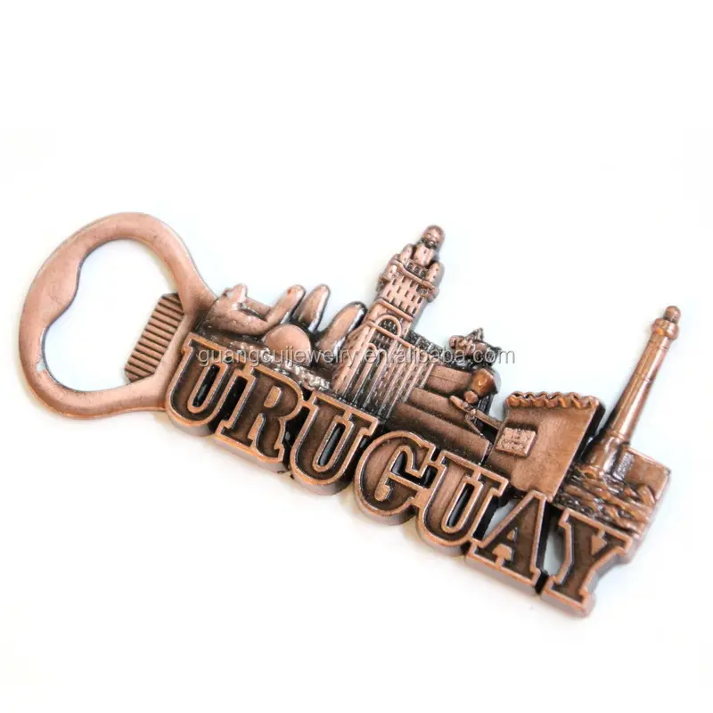 Wholesale Custom shape Uruguay tourist souvenir metal beer fridge magnet bottle opener