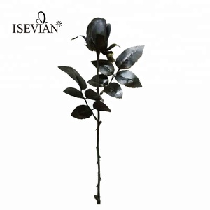 ISEVIAN Tatil Dekorasyon Çiçekler Toptan Cenaze Siyah ve Kahverengi Ipek gül yapay çiçek Siyah satılık - Product Image 4