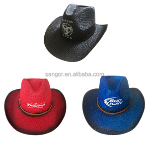 Logotipo personalizado de papel <span class=keywords><strong>pintado</strong></span> sombreros de <span class=keywords><strong>vaquero</strong></span> de paja - Product Image 1