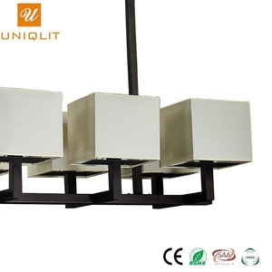 Nuevo estilo 8 E14 Hotel decoración hierro negro mate tela colgante Luz - Product Image 3