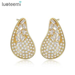 LUOTEEMI Marca di Lusso Popolare Waterdrop Pieno <span class=keywords><strong>Mirco</strong></span> Asfaltata Zircone Cubico Naija Orecchino di Cerimonia Nuziale Dei Monili di Modo del Commercio All'ingrosso Della Fabbrica - Product Image 1