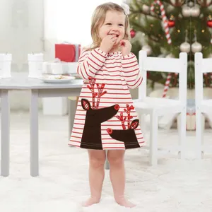 Kleinkind Kind Baby Mädchen Kleid Weihnachts kleidung Hirsch Print Party Kleider Kinder Mädchen Kostüm