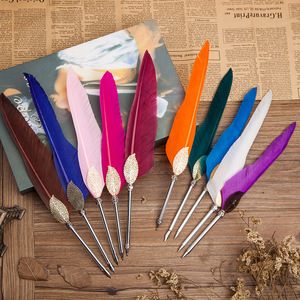 जन्मदिन शादी के उपहार के लिए सुलेख विंटेज क्विल पेन इंक फेदर बॉलपॉइंट पेन सेट - Product Image 6