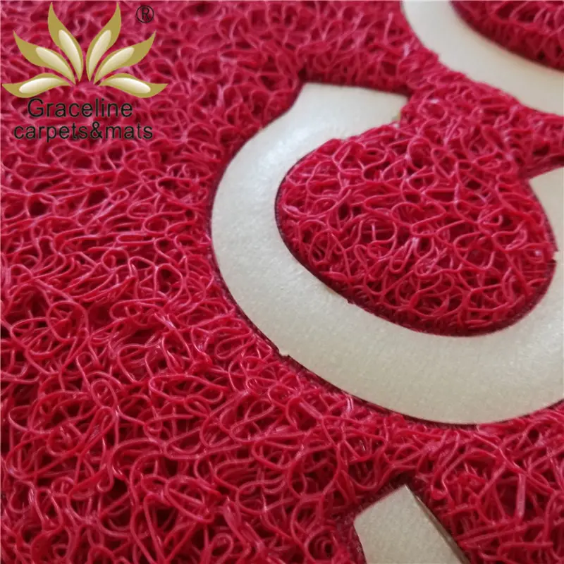 40 × 60センチメートルRed Embossed Antislip Cushion Mat PVC Coil Doormat