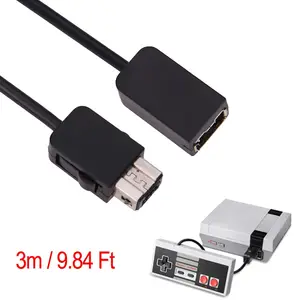 Kabel ekstensi 3M hitam untuk Nintendo Mini NES, kabel ekstensi 3M edisi klasik untuk Wii, kabel ekstensi