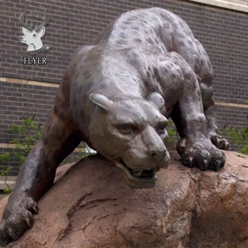 Estátua de pantera de bronze em tamanho real para venda, escultura de metal ao ar livre, animal