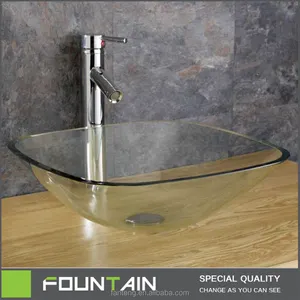 Factory Direct with BSCI Certification Glass Washing Basin Hot Sale Basin Sink Square Shape Tempered Glass Bowl Sink