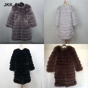 11 Rangées Hiver Chaud Réel Fox Fourrure Manteaux Longs Femmes de Haute Qualité Survêtement Véritable Fourrure Veste Pardessus - Product Image 6