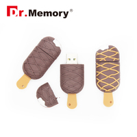 Stik USB desain es krim kartun, Flash Drive hadiah 8GB 16GB silikon 32GB pena es krim 64GB 4GB murah