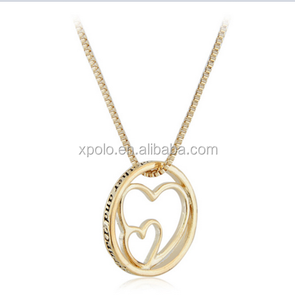 Moda 2015 oro rosa collar Mothe y sus hijas son registrado en <span class=keywords><strong>el</strong></span> corazón collar collar de doble corazón con palabras grabado - Product Image 4