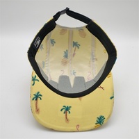 Casquette de camping à bord plat, 5 panneaux, jaune, avec Logo tissé, personnalisé, imprimé ananas, nouveau, vente en gros,