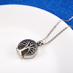 Collier pendentif urne commémorative en forme d'<span class=keywords><strong>arbre</strong></span> de vie pour cendres, bijou de crémation - Product Image 3