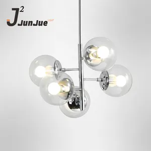 Desain Modern Kaca Bola Lampu 5 Lampholder Chrome Warna Lampu