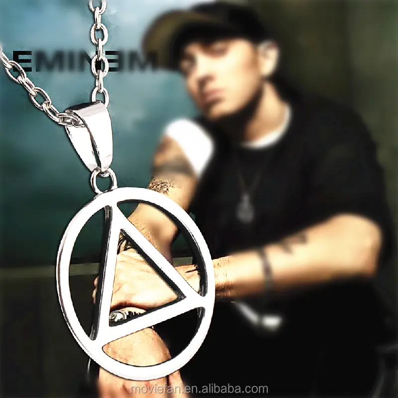 Eminem-collar con colgante para rapero, de plata, con diseño de rapero