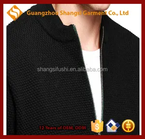 Guangzhou männer 7GG rundhalsausschnitt reißverschluss vorne strickjacke eng baumwolle pullover mit tasche