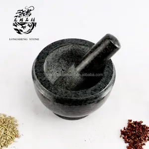 kitchen seasoning spice tools Natural granite stone mortar pestle