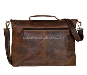 Maletín <span class=keywords><strong>de</strong></span> Cuero Vintage para Hombre, Bolso <span class=keywords><strong>de</strong></span> Mensajero <span class=keywords><strong>de</strong></span> Cuero Crazy Horse, Maletín para Portátil - Product Image 3