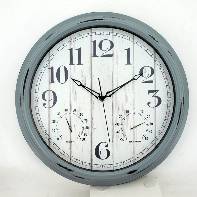 Customize logo Double Face Wall Clock with Thermometer Hygrometer