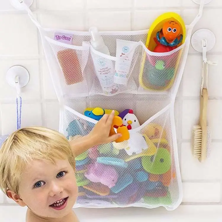 حوض الاستحمام اللعب والحمام تخزين مثالية صافي شبكة تخزين لعب أطفال صديقة للبيئة حقيبة للأطفال
