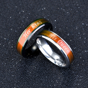 Coppie <span class=keywords><strong>di</strong></span> modo Lei <span class=keywords><strong>Re</strong></span> La Sua Regina Temperatura Cambiare Colore Mood Band Ring - Product Image 3