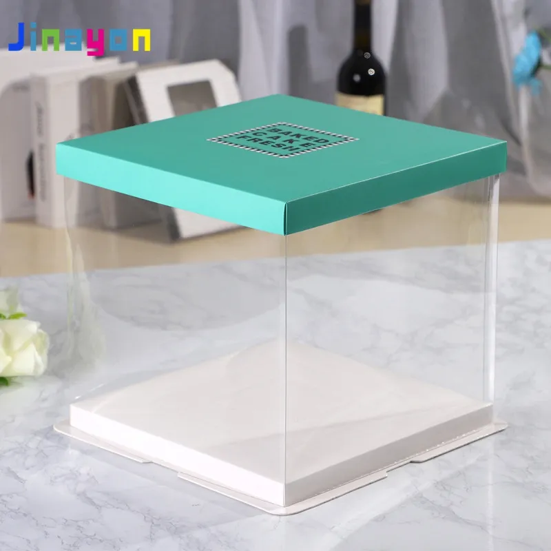 Jinayon Custom Transparent Cake Box 4-14 Inch Double High Plastic Cake Box Wholesale With Logo