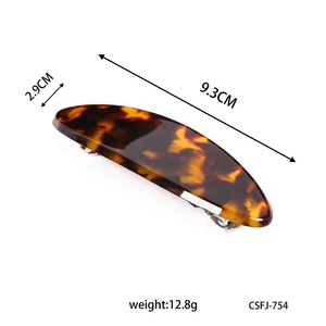 CANYUAN – <span class=keywords><strong>barrette</strong></span> à <span class=keywords><strong>cheveux</strong></span> noir moyen arrondi en filet d'acétate, <span class=keywords><strong>barrette</strong></span> classique à léopard pour l'hypoténuse - Product Image 2