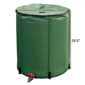 50 Gallon Portable Rain Barrel Water Collector Collapsible Tank w/Spigot Filter Water Storage Container