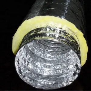 Resistente al fuoco di colore giallo in fibra di vetro tubo di isolamento acustico isolato 24 pollici in alluminio flessibile condotto