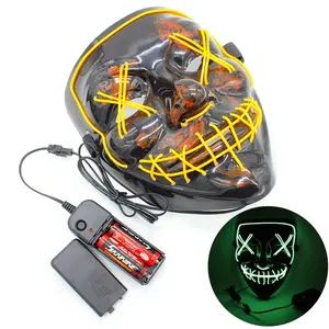 Halloween Costume Đảng Trang Trí Phụ Kiện Creepy Nhựa Phát Sáng 4 Chế Độ LED Mặt Nạ - Product Image 1