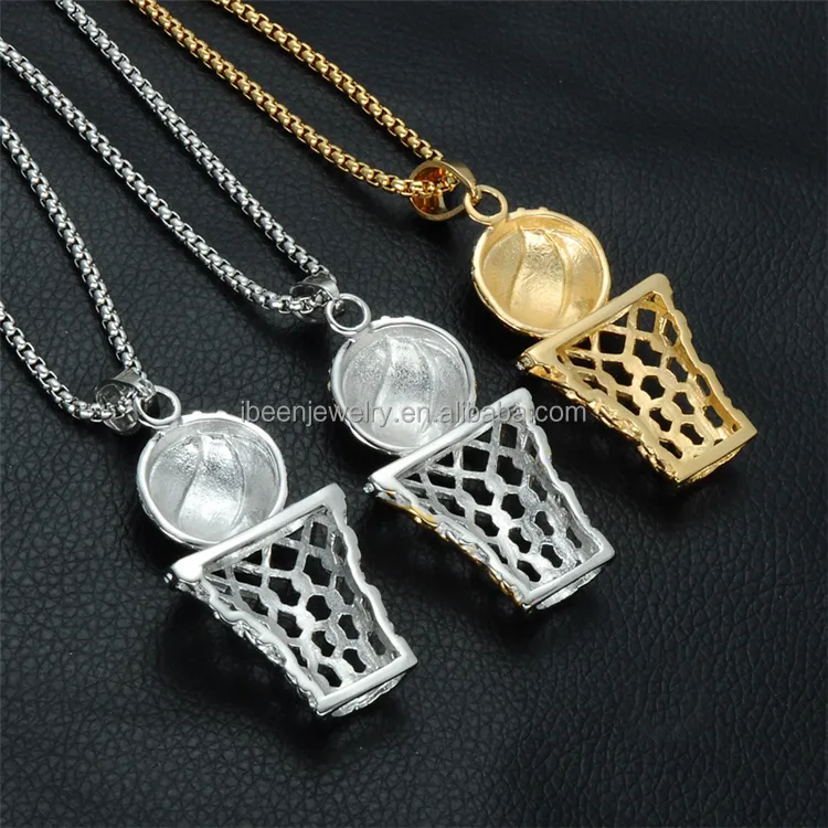 Eropa Dan Amerika Serikat Asli 316L Stainless Steel Basket Liontin Kalung Desain Hip Hop Kalung