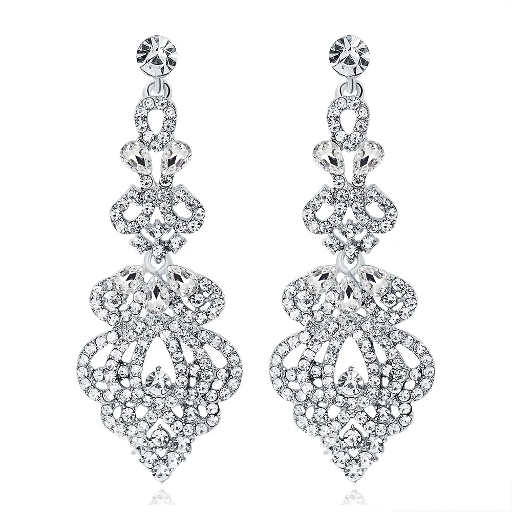 Stunning crystal rhinestone diamante pageant earrings