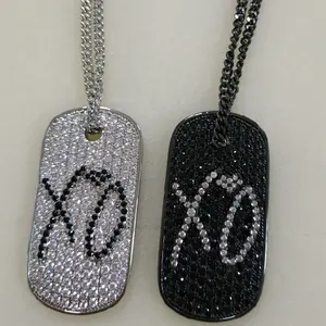 Iced out xo dog tags with cuban chain necklace