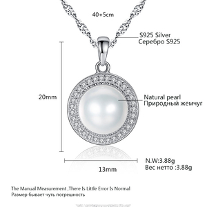 LUOTEEMI Classic 925 Sterling Silver Fine Jewelry 9-9.5ミリメートルPearls Large Natural Freshwater Mother Pearl Necklace
