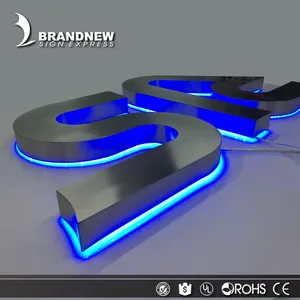 Fuente de fábrica impermeable para exteriores, espejo de acero inoxidable 3D, Led, señal de canal