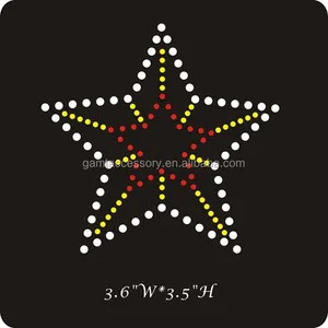 Bling star pattern rhinestone iron on transfer motif design for t-shirts